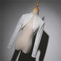 Long Sleeve Wedding Lace Cover Ups Retro Style Lace Bridal Boleros, white, plus image 2