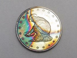 Oregon Trail Covered Wagon Prospector .999 Silver 1oz. Colorful Toning A... - $76.37