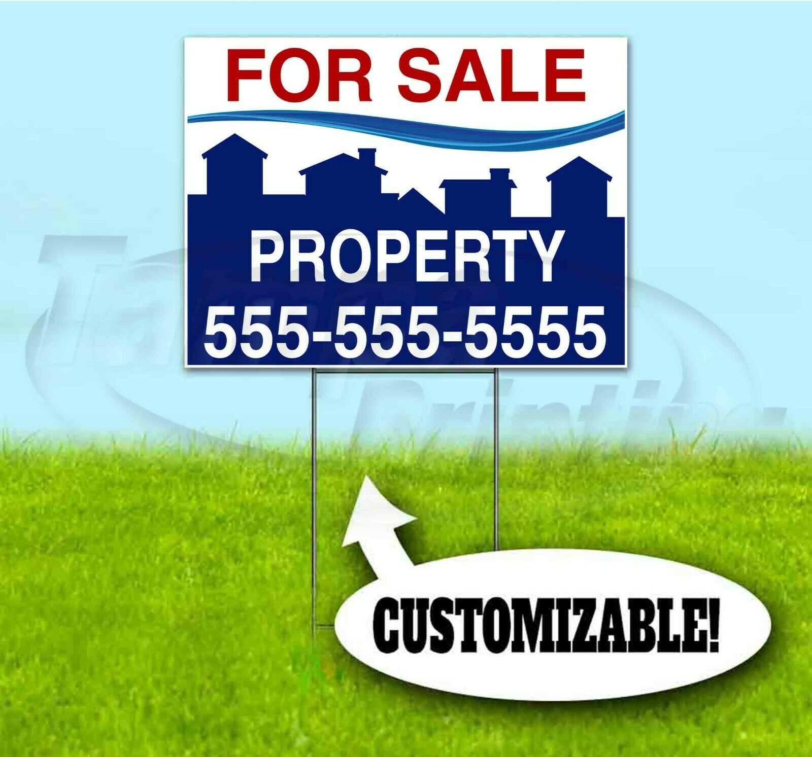 PROPERTY FOR SALE CUSTOM 18x24 Yard Sign WITH STAKE Bandit REALTOR REAL ...