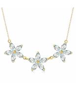 Galaxy Gold GG 14k 14&quot; Yellow Gold Lei Aquamarine Necklace - $593.99