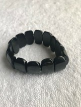 Vintage Black onyx ? Bracelet elastic beads 3.5 inch - £23.07 GBP