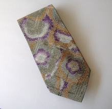 GM Molteni Gabriele Neck Tie 100% Silk Abstract Green Gray Purple Menswe... - $26.00