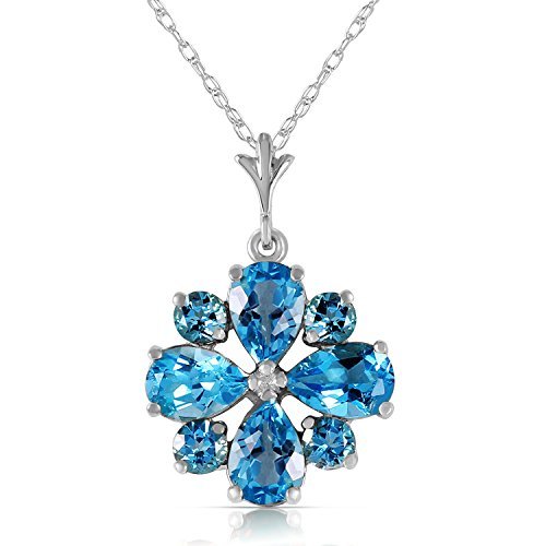 Galaxy Gold GG 2.43 Carat 14k 18 Solid White Gold Necklace with Natural Blue To