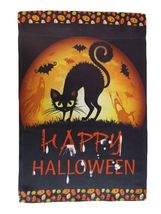 12x18 12"x18" Happy Halloween Black Cat Moon Night Vertical Sleeve Flag Garden - $7.88