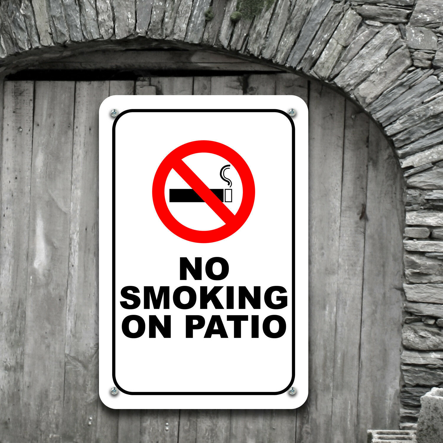 No Smoking On Patio Sign Plaque, Metal Outdoor Garden Beach Pool Party