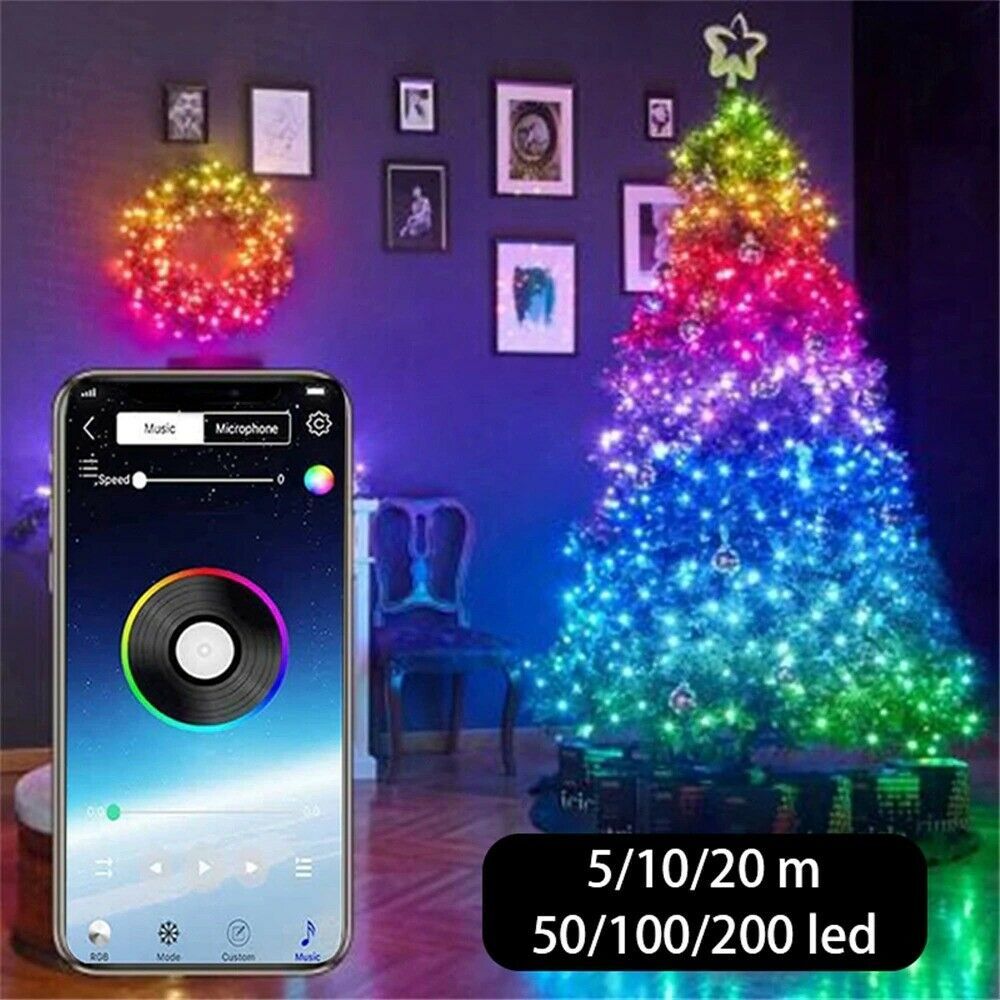 Christmas Tree Decoration USB LED String Light Bluetooth App Control Waterproof
