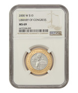2000-W Library of Congress $10 NGC MS69 (Bimetallic) Modern Commemorativ... - $1,493.80