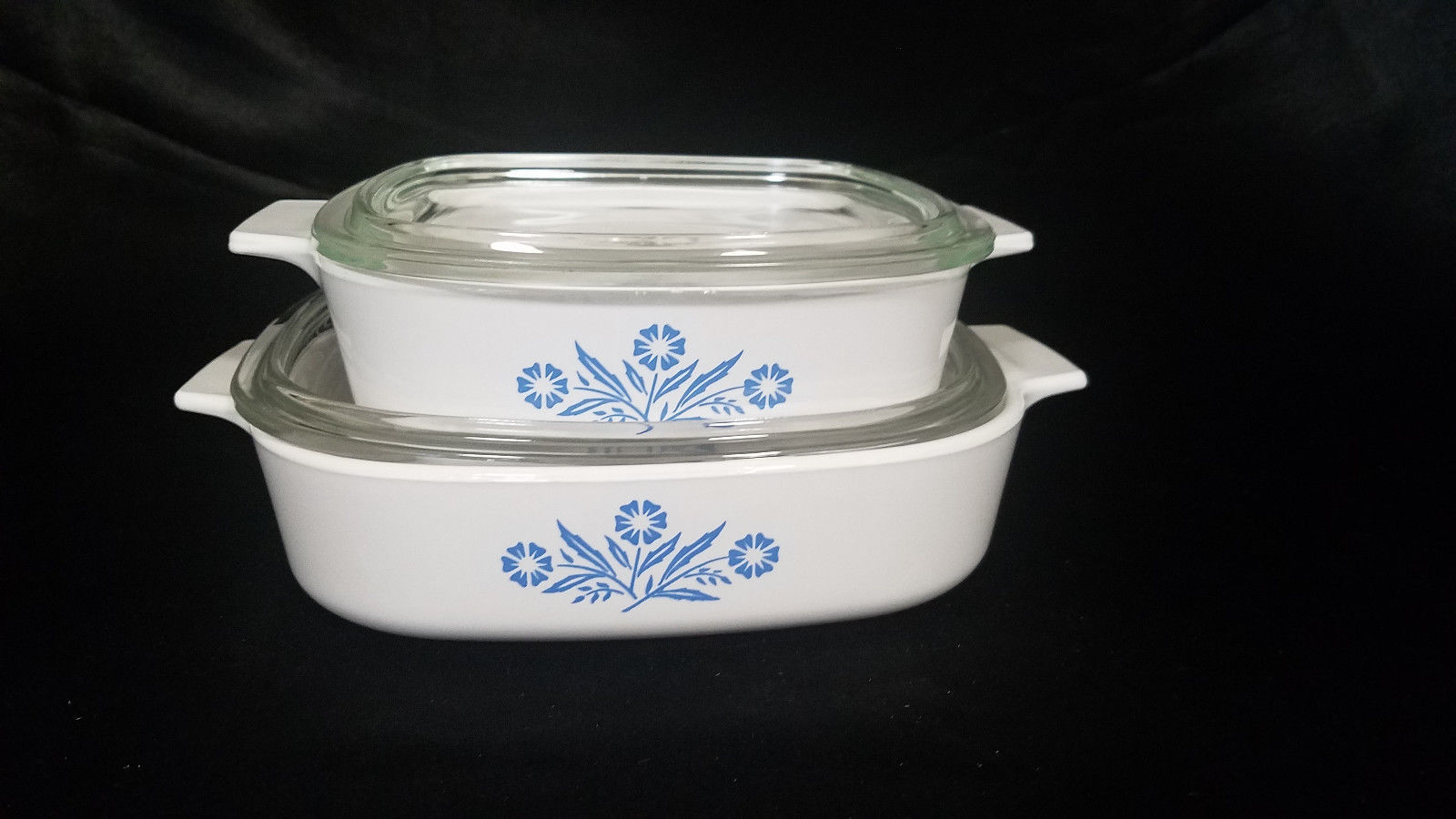 Vintage Corningware Blue Cornflower Set of 2 Casserole Dishes (195788