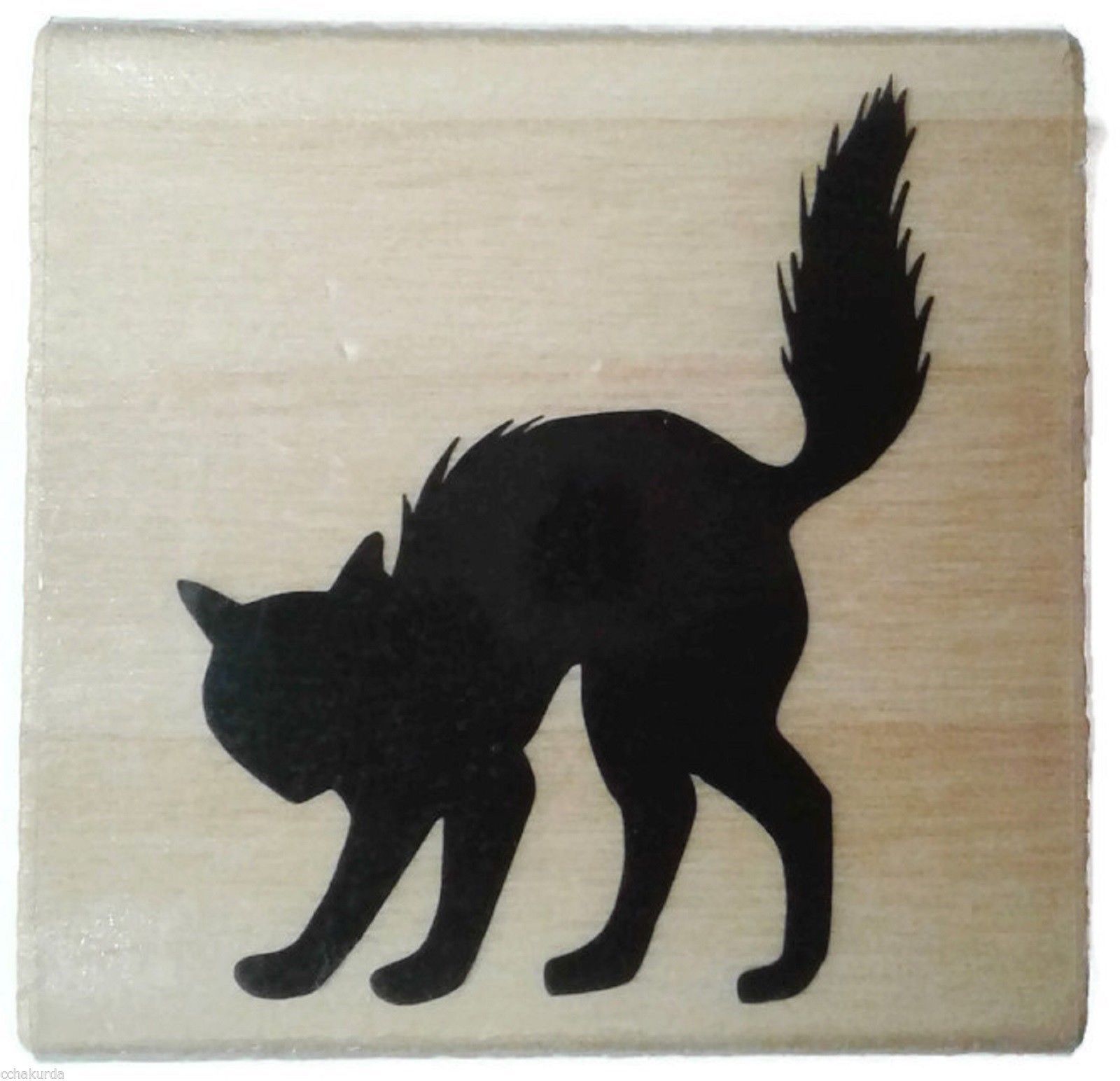 Scaredy Cat Arched back Pounce Halloween Rubber Stamp Wood Mount NEW ...