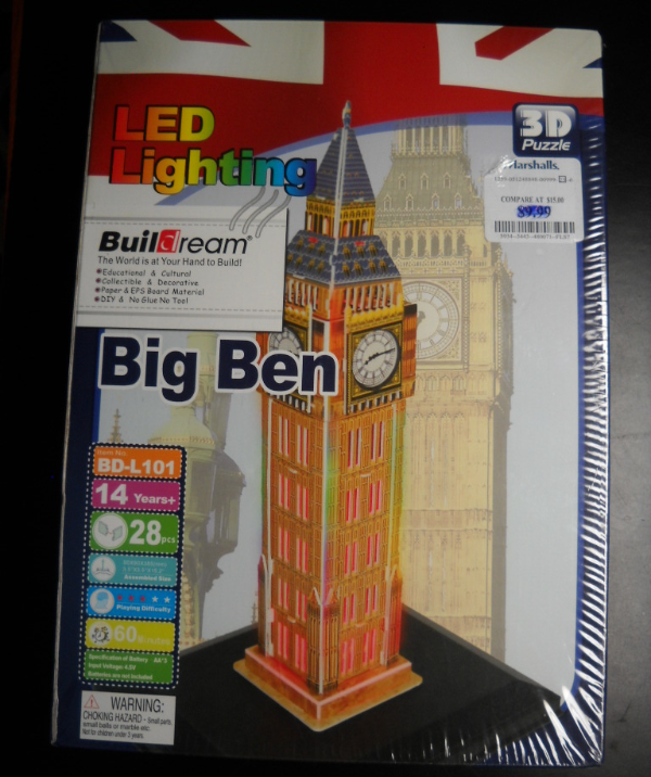 London Big Ben New and Sealed Cubicfun 3D Puzzle 117 pieces 