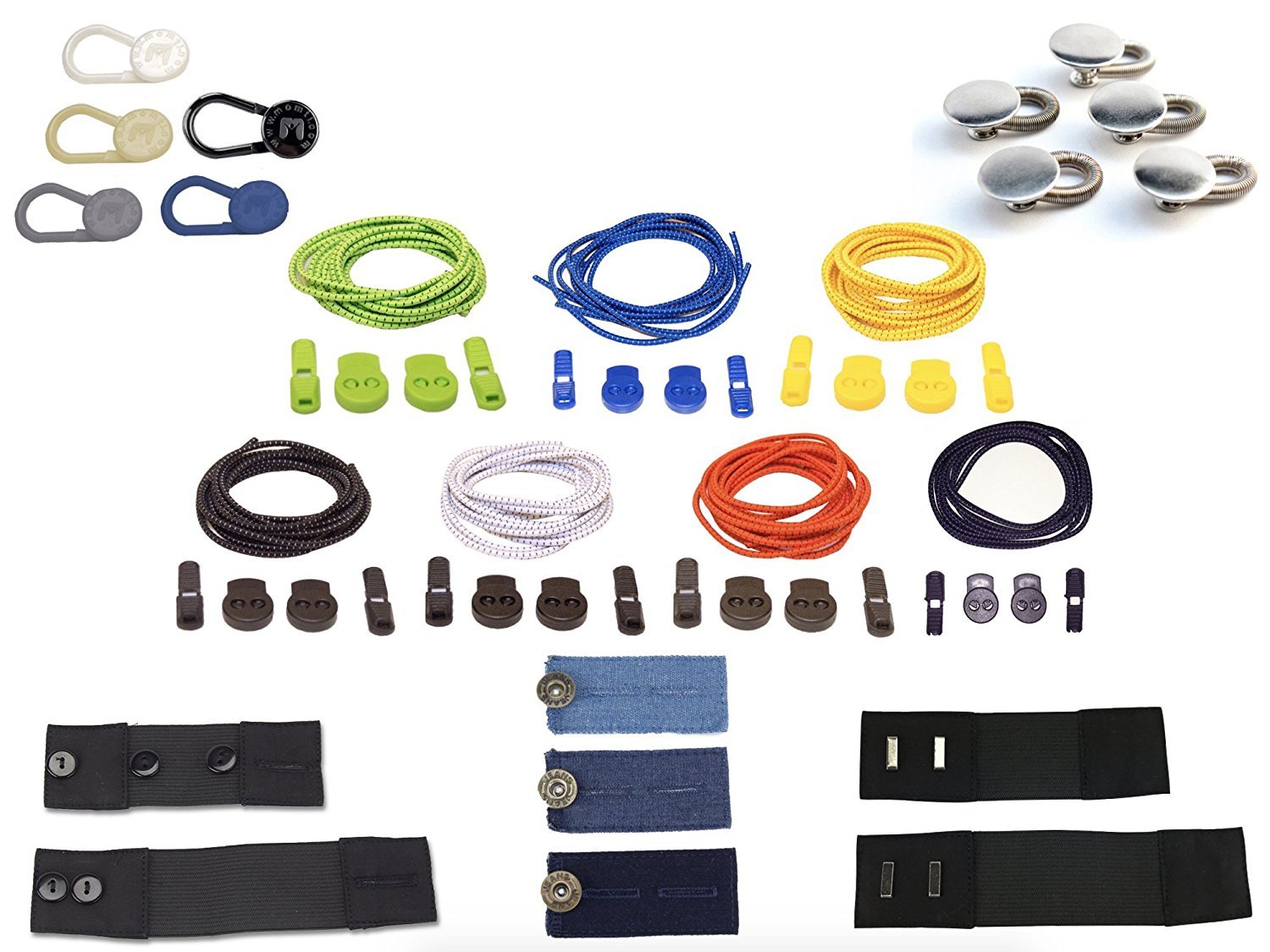 Comfort & Convenience 24-Pack - Elastic Waist Extenders & Elastic Shoelaces