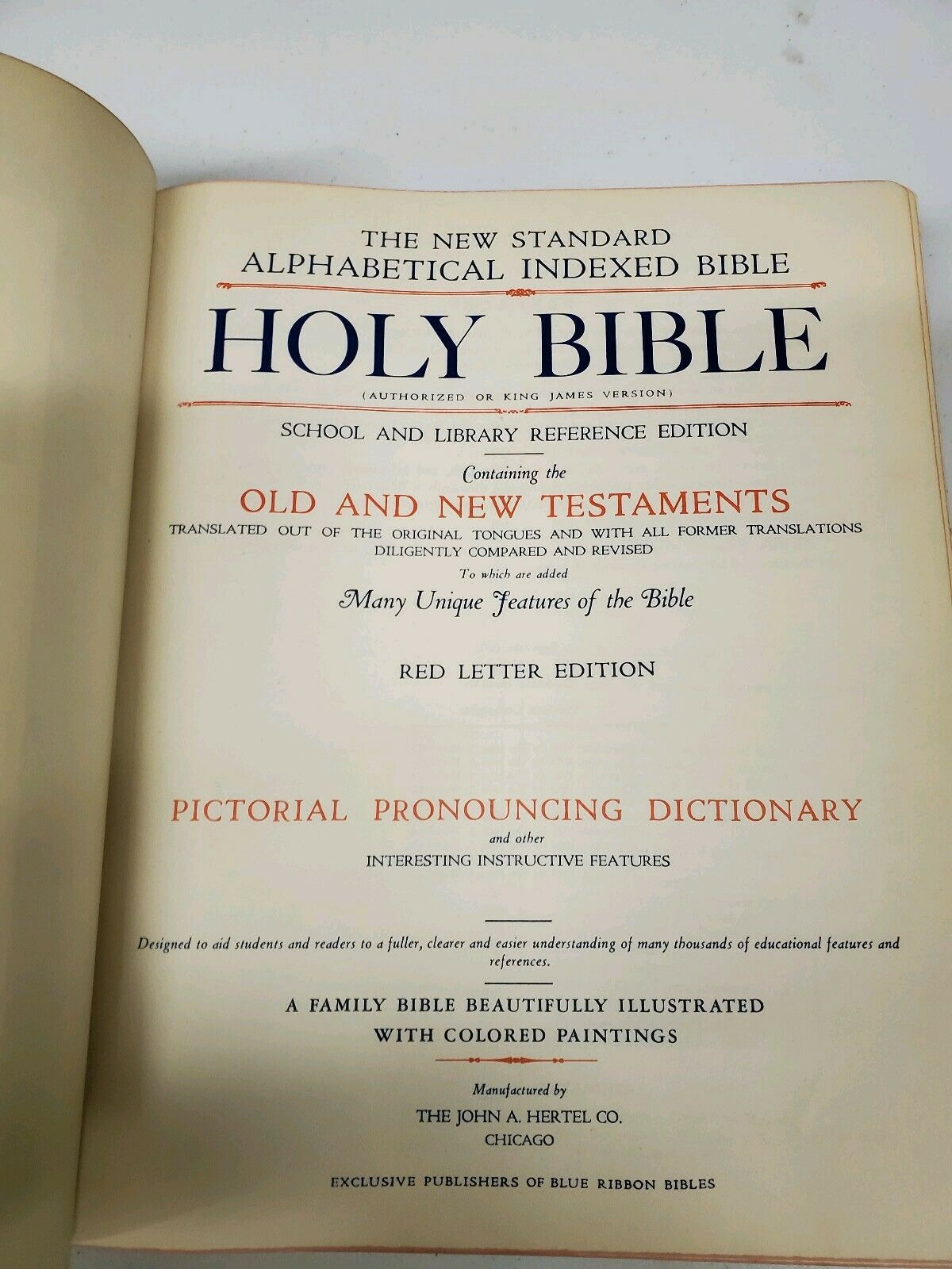 Vintage 1951 Hertel Holy Bible Masonic Edition Red Letter Cyclopedic