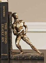 Athlete Bookends Set 7" High Poly Stone Athletic Library Book Man Cave Office image 4