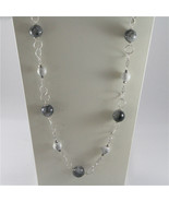 925 STERLING SILVER NECKLACE WITH GREY QUARTZ AND WHITE HOWLITE 23,62 IN - $54.60
