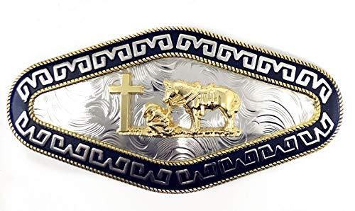 Western Cowboy/Cowgirl Gold Silver Metal Long Belt Buckles In Multi Symbol (Pray