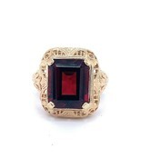 10k Yellow Gold Art Deco 5.48 Carat Genuine Natural Garnet Filigree Ring... - $594.00