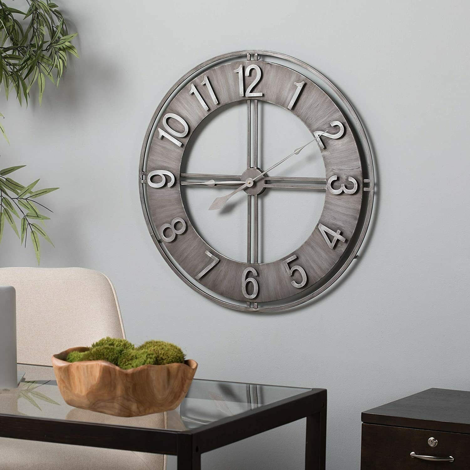 Nice Wall Clock 30" 2.5' Large Analog Metal Modern Steampunk