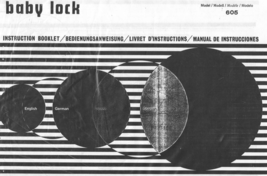 Baby Lock 605 manual Instruction 4 languages BabyLock  - $11.99