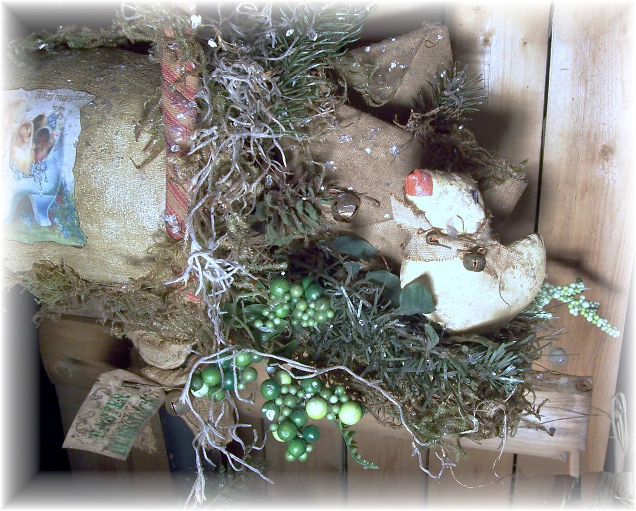 Primitive Antique Bobbin Mailbox Spring Easter Chicks & Eg