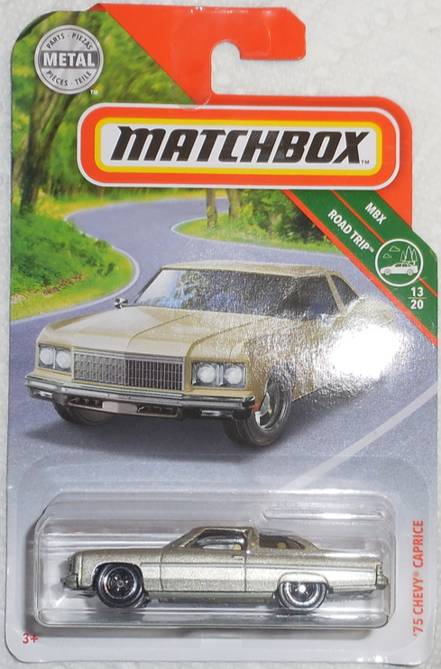 Matchbox 2019 '75 Chevy Caprice #6/100 MBX Road Trip #13/20 Mint On Card
