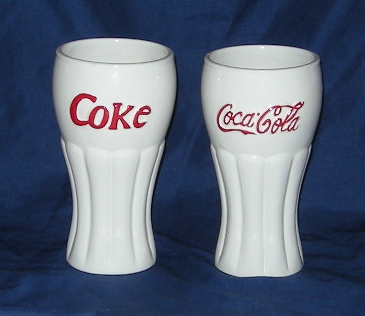Coke Coca Cola Set of Two White Glasses 2002 Houston Harvest Glasses