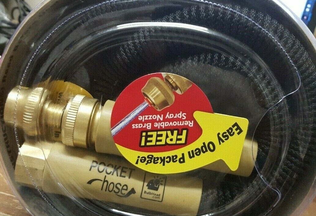 New Pocket Hose Top Brass Bullet by BulbHead No Kinking Or Leaking 50