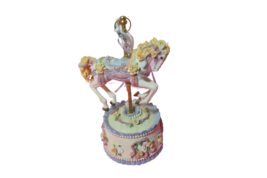 Vintage Resin Revolving Carousel Horse Music Box Playys Memories 9&quot;T See... - $25.74