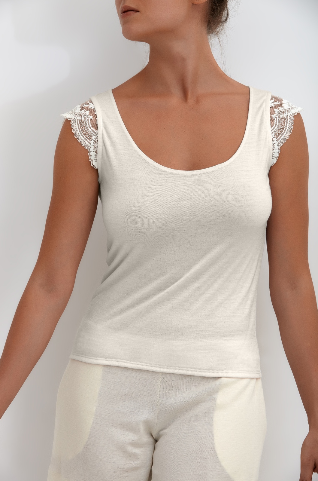 Millesime Lace Tank TOP Pajama Top Sheer Sleepwear Plus Size Lace Top