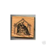 Nativity rubber stamp babe in manger baby jesus - $12.87