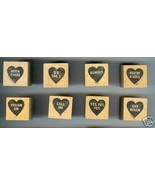 8 Conversation Hearts Rubber Stamps Valentines Sweet - $29.95