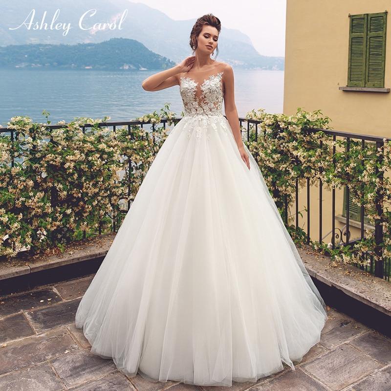 Ashley Carol ALine Invisible Neckline Sleeveless Sweep