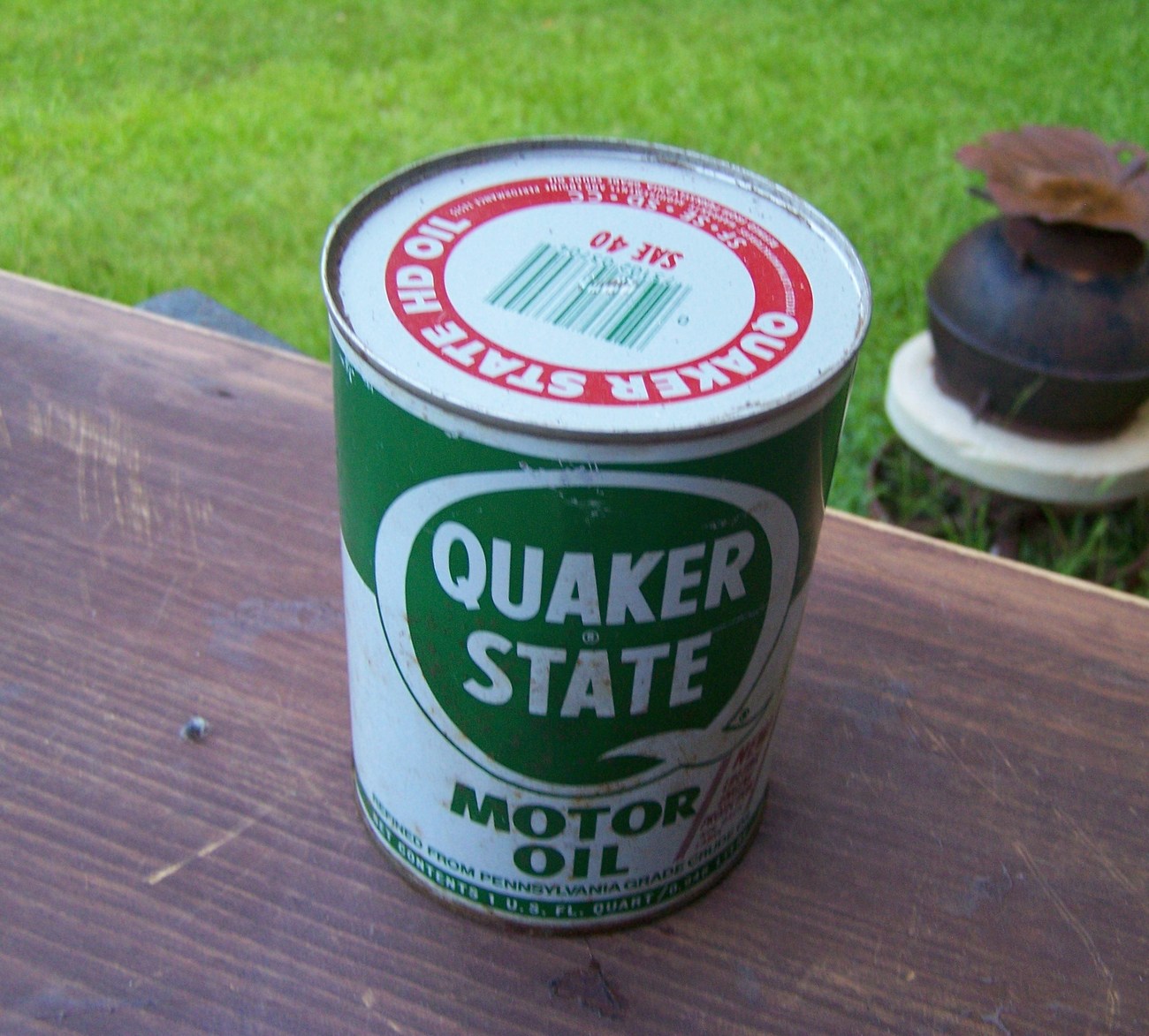 Rare Quaker State Motor Oil Can Nice Old Vintage full can - Collectibles