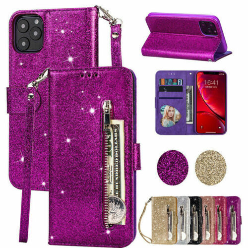 For iPhone 13 Pro Max 13Pro 13Pro Leather Wallet Glitter Flip Case Cover