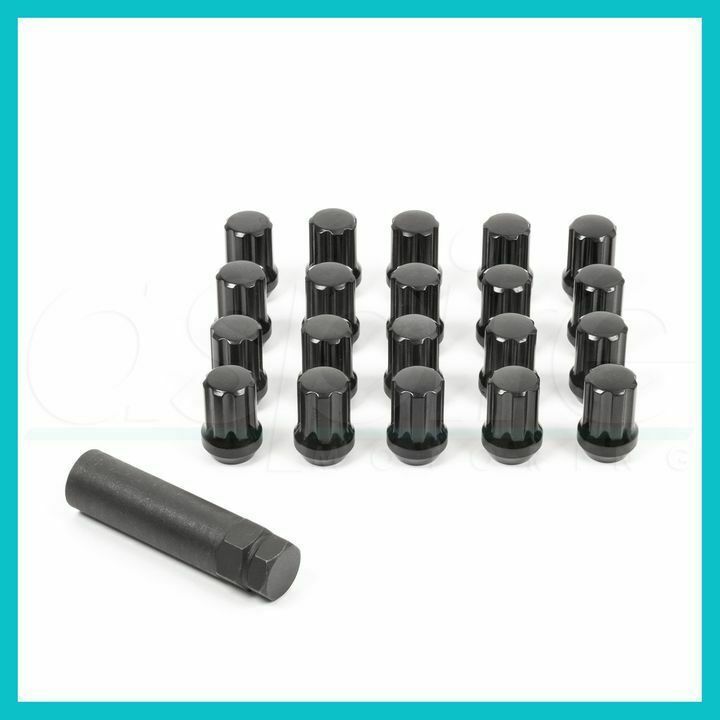(20) 12x1.5 M12x1.5 35mm Wheel Spline Lug Nuts Tuner Black Conical w