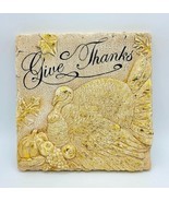 Ceramic &quot;Give Thanks&quot; Golden Turkey Thanksgiving Decorative Hanging Wall... - $25.73