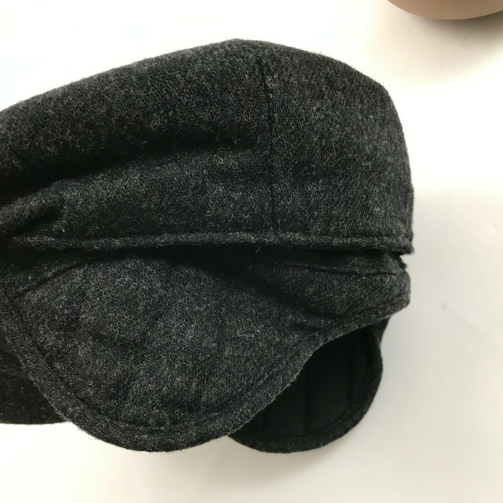 VINTAGE Malrov Flat Cap Wool Newsboy Hat Cabbie Ear Flaps Quilt Lined ...