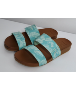 Reef Womens Size 6 Blue Tropical Cushion Bounce Vista Sandals Slides Shoes - $24.99