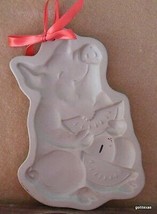 Vintage Brown Bag Ceramic Cookie Mold Pig with Watermelon 1992 7&quot; - $18.22
