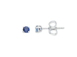 18K WHITE GOLD EARRINGS WITH ROUND NATURAL BLUE SAPPHIRE, 0.26 TOTAL CARATS image 1