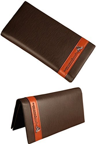 mens personalized brown leather checkbook wallet
