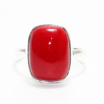 RED CORAL Lab-Created Gemstone Handmade 925 Sterling Silver Jewelry Ring - $45.63