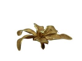 Vtg Tiffany & Co. 14k Yellow Gold Textured Orchid Flower Pin Brooch 6.6g Estate image 3