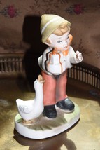 Flambro Collector's Choice Boy Figurine Goose Bird Gift German Style Porcelain - $24.99