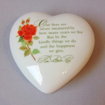Heart Trinket Jewelry Treasure Box Poem Rose Keepsake Collection White P... - $24.00
