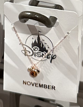 Disney Parks Minnie Mouse Faux Topaz November Birthstone Necklace Gold Color NEW