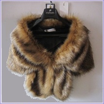 Black Tip Brown Natural Sable Hair Mink Stole Faux Fur Cape with Collar Limited image 2