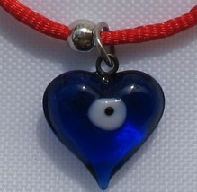 Lot of 2 Red string bracelet with heart &amp; evil eye protection symbol kab... - $5.50