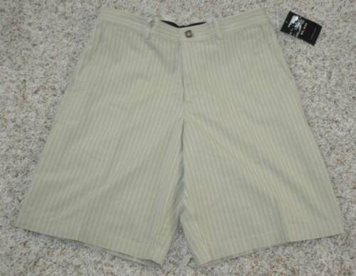 Mens Shorts Flat Front Axcess Khaki Relaxed Pin Striped Casual-size 30