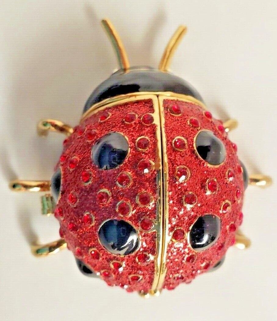 Primary image for Perry Borrelli Metal Red Jeweled Ladybug Trinket Box Lady Bug Beetle Insect New