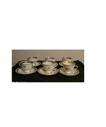 6 SETS OF PICKARD T-CUP &amp; SAUCER HAND PAINTED  GOLD TRIM - £84.07 GBP